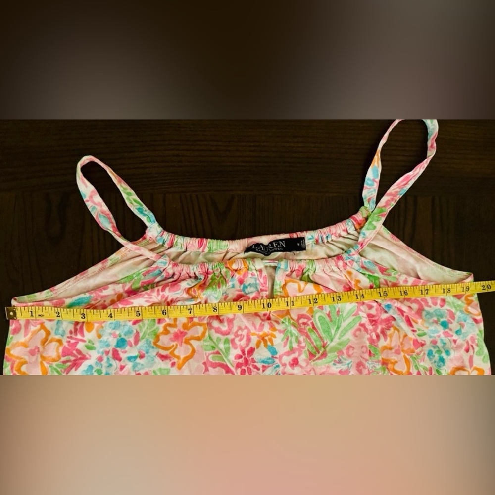 Ralph Lauren size M pink floral ruffled chemise nightgown preppy fairy cottage - Picture 9 of 11